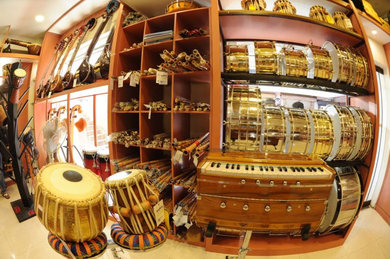 A dedicated Floor for Indian Instruments at Symphony, Mangalore.